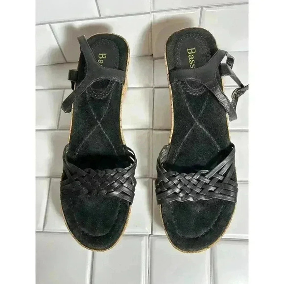 Bass Black Cork Wedge Strappy Sandals Sevita 11M Women's - Picture 4 of 11